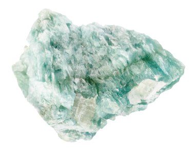 Jeolojik koleksiyondaki doğal taş örneğini kapat. Orta Urallar 'dan beyaz arkaplanda izole edilmiş ham brüt mineral.