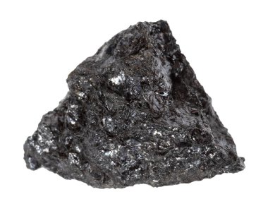 Jeolojik koleksiyondaki doğal taş örneğini kapat. Yakutia 'dan beyaz arka planda izole edilmiş cilalanmamış kabuk minerali.