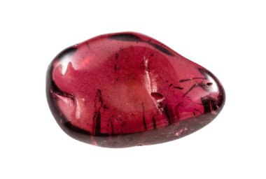 Jeolojik koleksiyondaki doğal taş örneğini kapat - Ural 'dan izole edilmiş beyaz zemin üzerinde devrilmiş pirop kristali