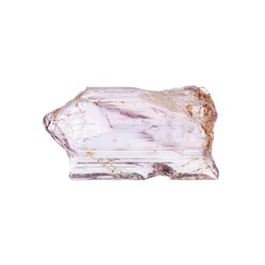 close up of sample of natural stone from geological collection - raw petschite purple scapolite crystal isolated on white background from Tajikistan clipart