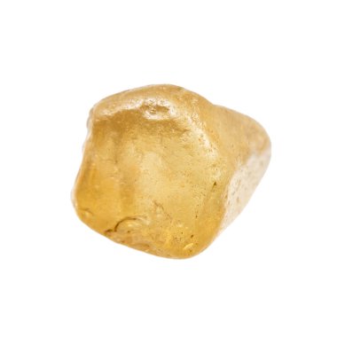 Jeolojik koleksiyondaki doğal taş örneğini kapat. Kamboçya 'dan izole edilmiş, saydam sarı zirkon kristali.