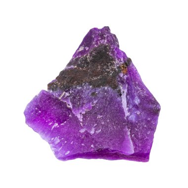 close up of sample of natural stone from geological collection - unpolished sugilite mineral isolated on white background from South Africa clipart