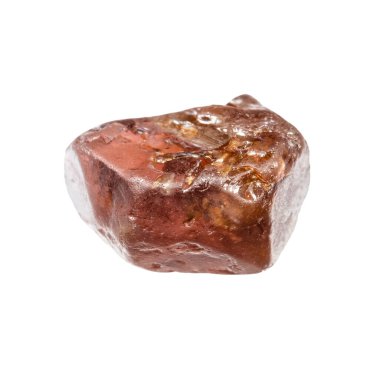 Jeolojik koleksiyondaki doğal taş örneğini kapat. Tanzanya 'dan beyaz arka planda izole edilmiş cilalanmamış sümbül kristali.