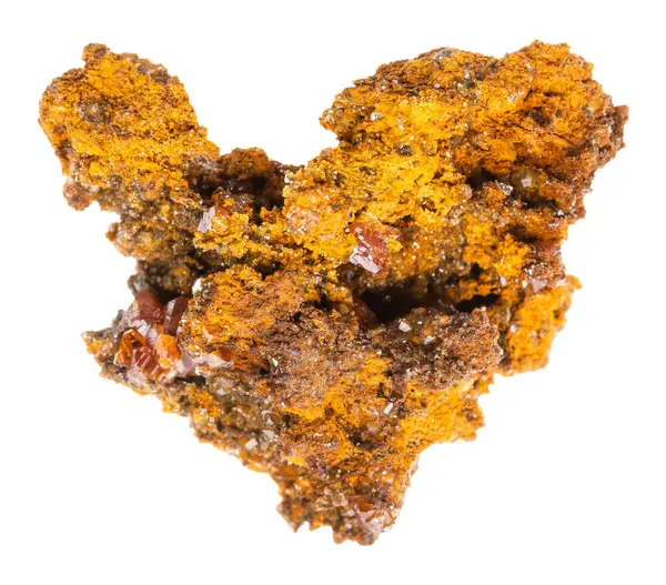 stock image close up of sample of natural stone from geological collection - raw wulfenite ore isolated on white background from Xinjiang, China