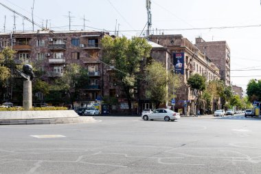 Yerevan, Armenia - September 29, 2023: view of Sakharov Square with monument to Andrei Sakharov in central Kentron district of Yerevan city on autumn day clipart