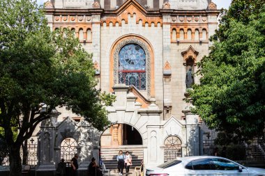 Batumi, Georgia - September 17, 2023: gates of Batumi Cathedral of the Mother of God in Batumi city in autumn. Georgian Orthodox cathedral, originally built as Catholic church between 1898 and 1903 clipart