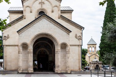 Tbilisi, Georgia - September 23, 2023: portal of The Kashveti Church of St George Georgian Orthodox Church on Rustaveli Avenue in Tbilisi city on autumn day clipart