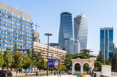 Tbilisi, Georgia - September 27,2023: entrance to Vake Park from Ilia Chavchavadze avenue in Vake district of Tbilisi city on sunny autumn day clipart