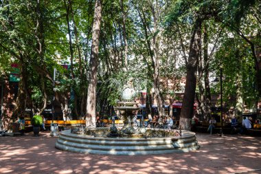 Tbilisi, Georgia - September 27,2023: fountain The Little Prince in Mrgvali Baghi square in Vake district of Tbilisi city on sunny autumn day. The sculpture was designed by Irakli Zhvania in 1999 clipart