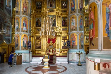 Kolomna, Rusya - 10 Haziran 2022: Eski Kolomna şehrindeki Kolomna Kremlin Katedrali 'nin İçi