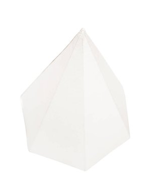 above view of hand-crafted from paper six-sided pyramid three-dimensional geometric shape isolated on white background clipart