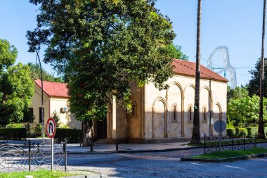 travel to Georgia - Church of St. Barbara on Rustaveli Avenue in Batumi city in autumn morning. St Barbara Church was founded in 1888, by the military hospital clipart