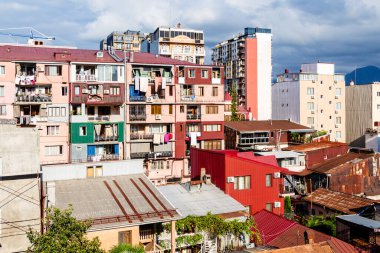 Gürcistan 'a seyahat - Batum şehrinin şehir bloğu güneşli bir sonbahar gününde