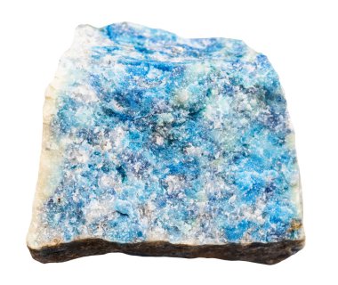 Jeolojik koleksiyondaki doğal taş örneğini kapat. Beyaz arka planda izole edilmiş cilalanmamış tembel mineral.