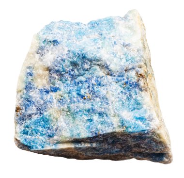 Jeolojik koleksiyondaki doğal taş örneğini kapat - kesilmemiş lazurit minerali beyaz arka planda izole edilmiş