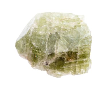 Jeolojik koleksiyondaki doğal taş örneklerini kapatın. Beyaz arka planda bulunan ham diopside kristal minerali.