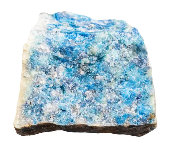 Jeolojik koleksiyondaki doğal taş örneğini kapat. Beyaz arka planda izole edilmiş cilalanmamış tembel mineral.