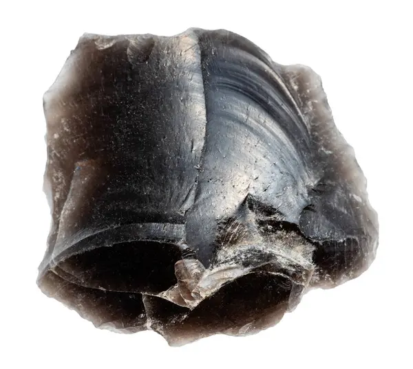 Jeolojik koleksiyondaki doğal taşın yakın plan örneği. Beyaz arka planda, Ermenistan 'dan çalışmayan volkanik cam.