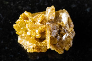 Rusya, Altai 'den yakın mesafeden siyah granit arka planda ham sera minerali örneği