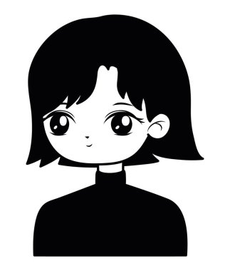 anime bayan illüstrasyonu beyaz üzerine