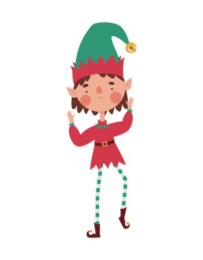 Beyaz üzerinde renkli elf kadın vektörü