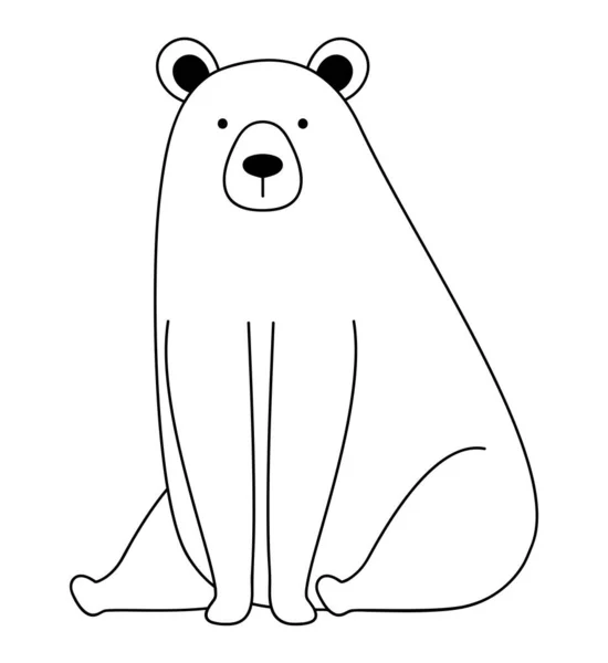 Projekt Sylwetki Niedźwiedzia Nad Białym — Wektor stockowy