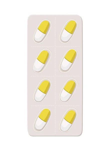 Gekleurde Pil Tablet Wit — Stockvector