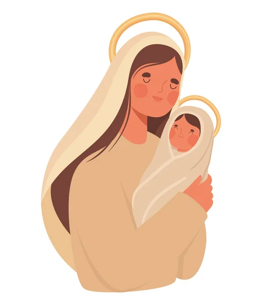 Αγία Μαρία Και Ιησούς Πάνω Από Λευκό — Διανυσματικό Αρχείο