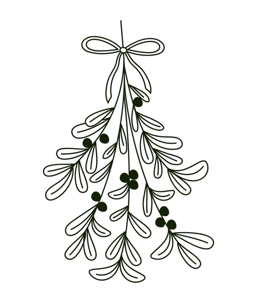 Christmas Mistletoe Icon White — Stock Vector