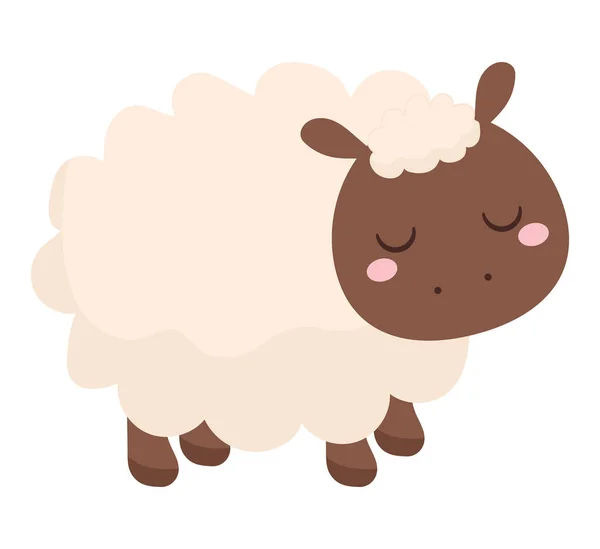 Милый Дизайн Овцы Поверх Белого — стоковый вектор
