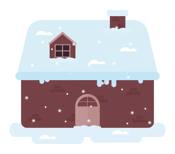 Inverno Design Acolhedor Casa Sobre Branco — Vetor de Stock
