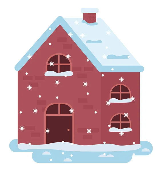 Stock vector brick winter cozy house over white