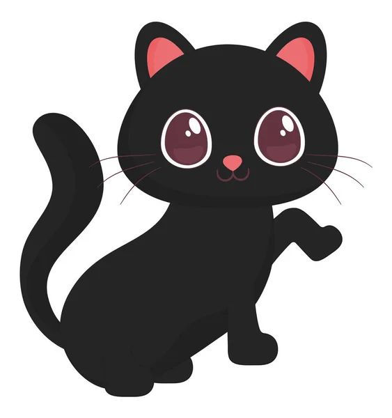 Aranyos Fekete Cica Több Mint Fehér — Stock Vector