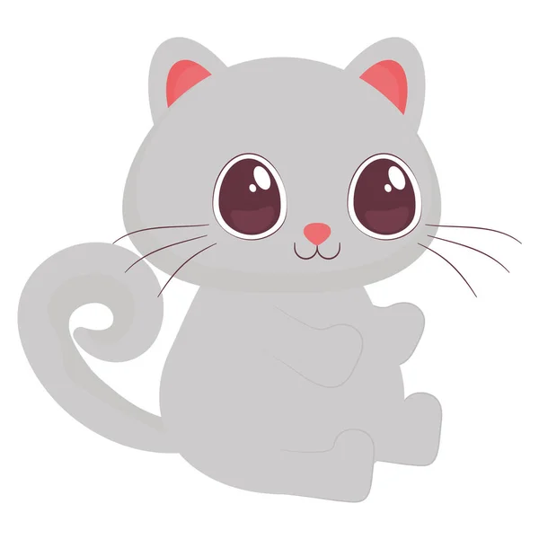可爱的灰猫盖着白色的 — 图库矢量图片