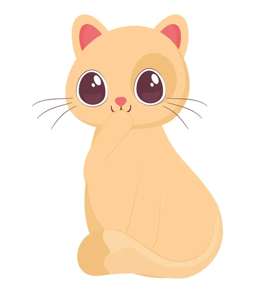 Schattig Blond Kitten Wit — Stockvector