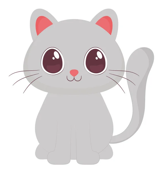 可爱的灰色小猫盖在白色的上面 — 图库矢量图片