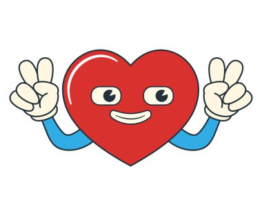 Gülümseyen kırmızı kalp beyaza karşı