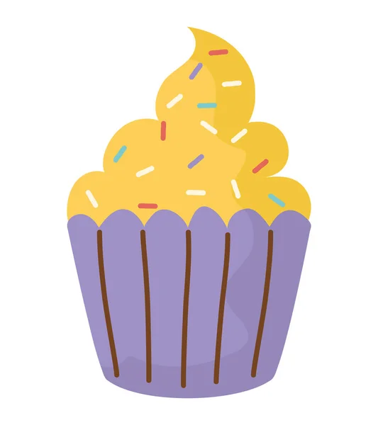 Projeto Cupcake Amarelo Sobre Branco — Vetor de Stock
