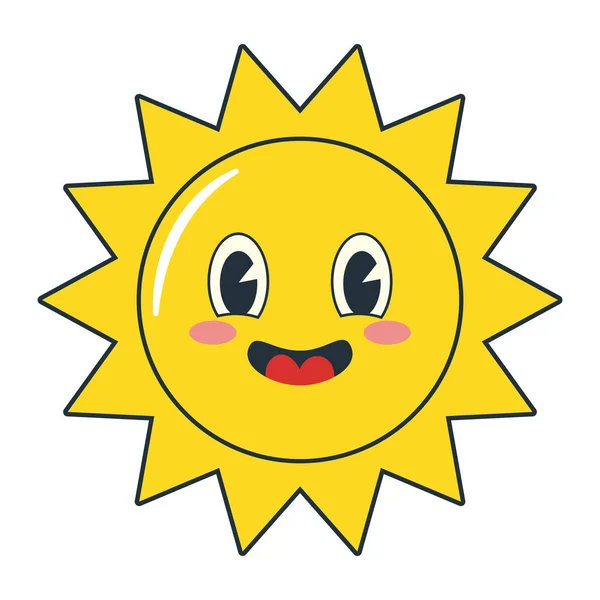 Diseño Sonriente Del Sol Sobre Blanco — Vector de stock