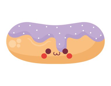 Beyaz yerine kawaii donut illüstrasyonu