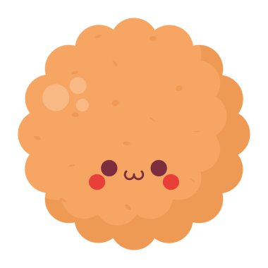 Beyaz yerine kawaii kurabiye illüstrasyonu