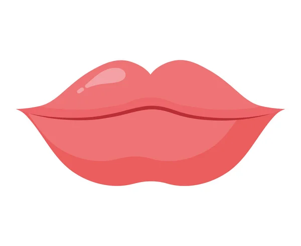 Disegno Delle Labbra Rosa Bianco — Vettoriale Stock