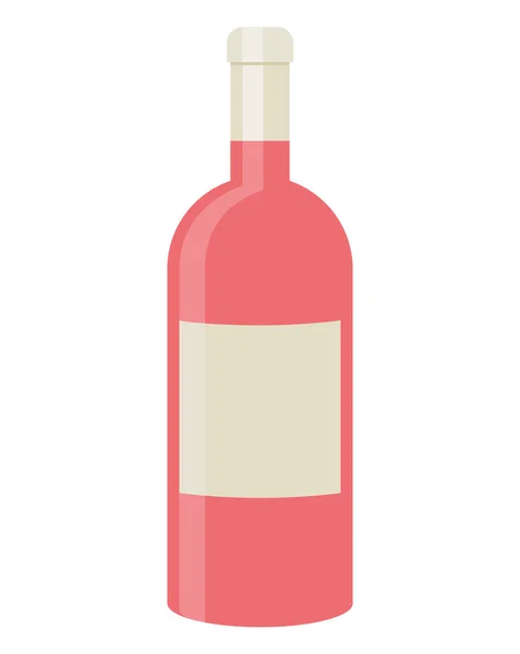 白の上にピンクのワインボトル — ストックベクタ