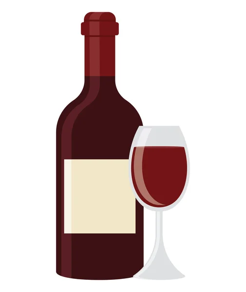 Bouteille Vin Verre Sur Blanc — Image vectorielle