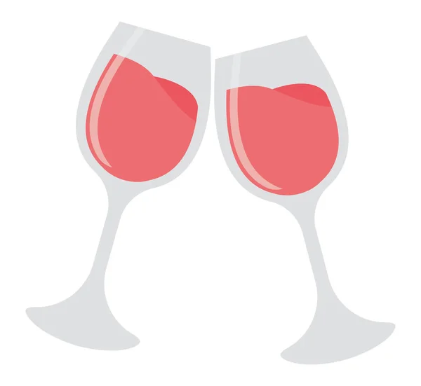 Roze Wijnglazen Wit — Stockvector