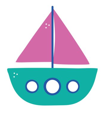 Çocuklar beyaz üzerinde bir tekne çiziyor.