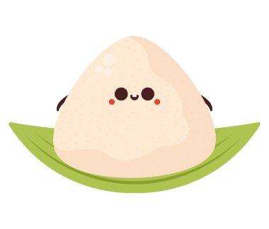 beyaz yerine kawaii zongzi illüstrasyonu