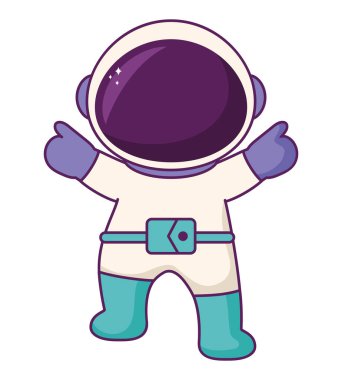 Beyaz yerine sevimli astronot çizimi