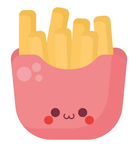 Kawaii French Fries Illustration White — Archivo Imágenes Vectoriales