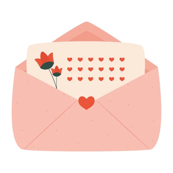 Розовое Любовное Письмо Сердцем — стоковый вектор